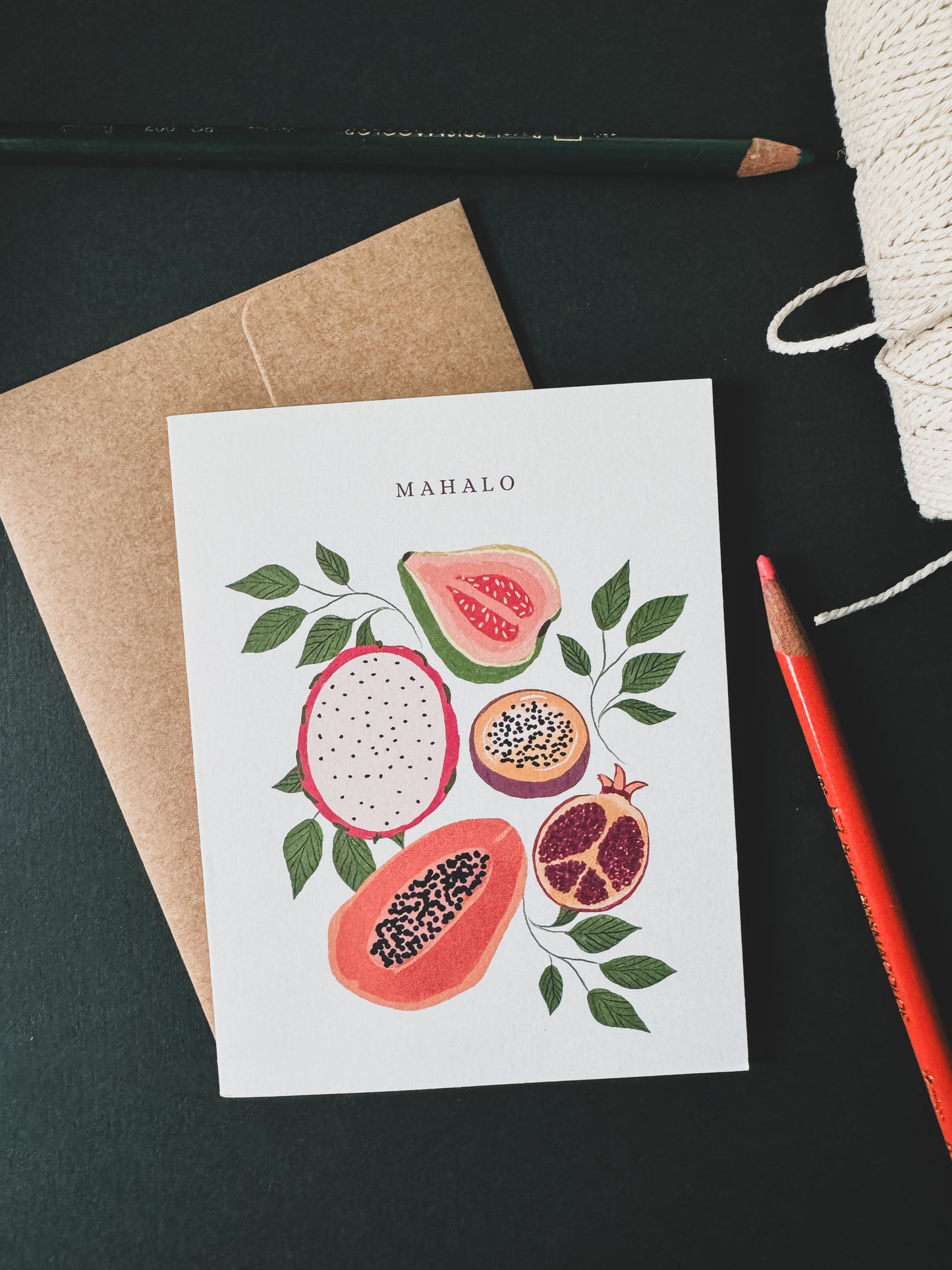 Mahalo Greeting Card | Tropical Hawaii Thank You Card