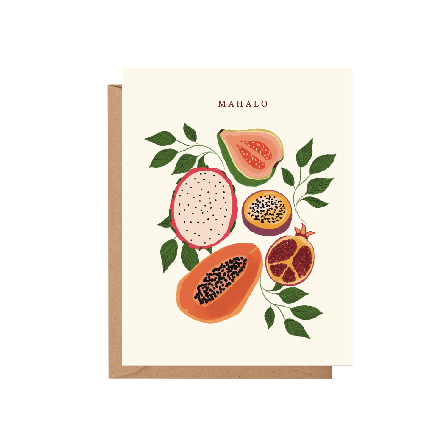Hawaii thank you card with tropical illustration