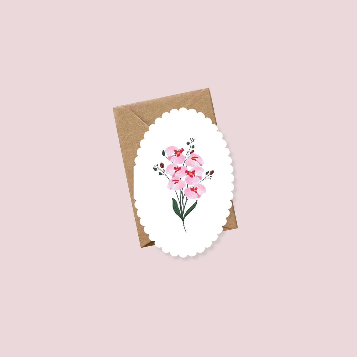 Scallop Pink Orchids Mini Enclosure Card
