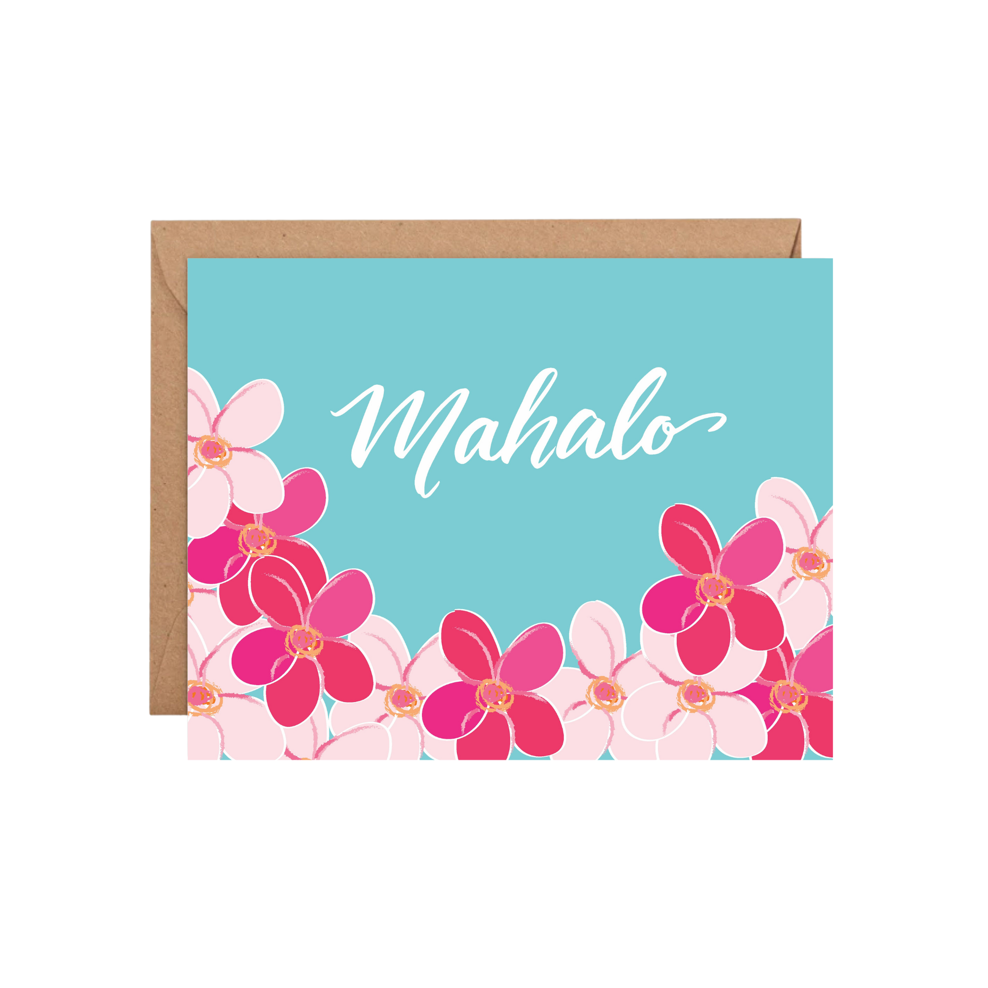 pink pikake mahalo greeting card designed in Hawaii