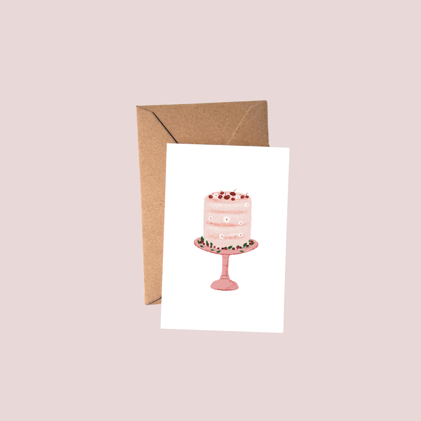 Cherry Cake Mini Card | Sweet Dessert-Inspired Petite Greeting Card
