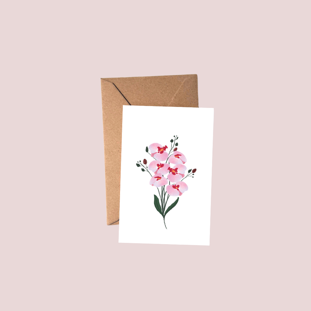 Pink Orchids Mini Enclosure Card