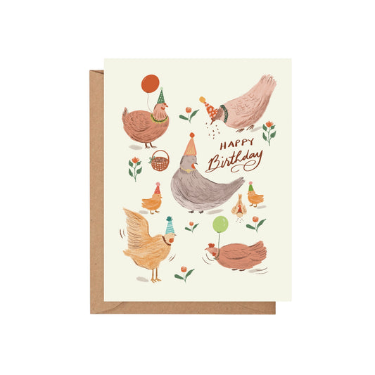 Cute illustrated chicken birthday card with a cheerful hen design, perfect for chicken lovers, farm animal fans, and whimsical birthday gifting.