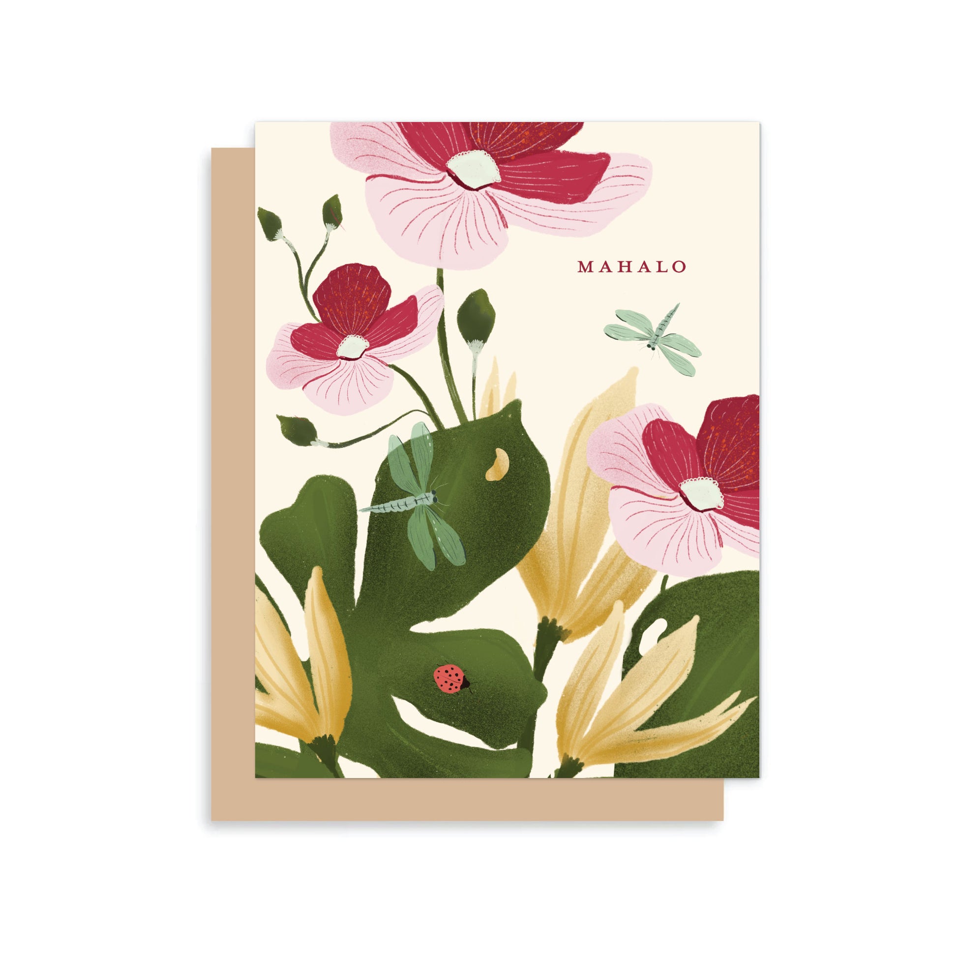 tropical mahalo thank you greeting card